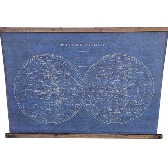 Planisphere Celeste Vintage Inspired Celestial Map Tapestry Wall Hanging 26x36in - Picture 2 of 6
